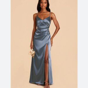 Birdy Grey Shiny Satin French Blue Catherine Dress NWT
